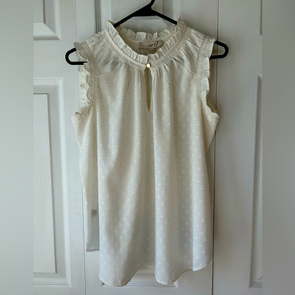 LOFT creamy white sleeveless blouse 🤍